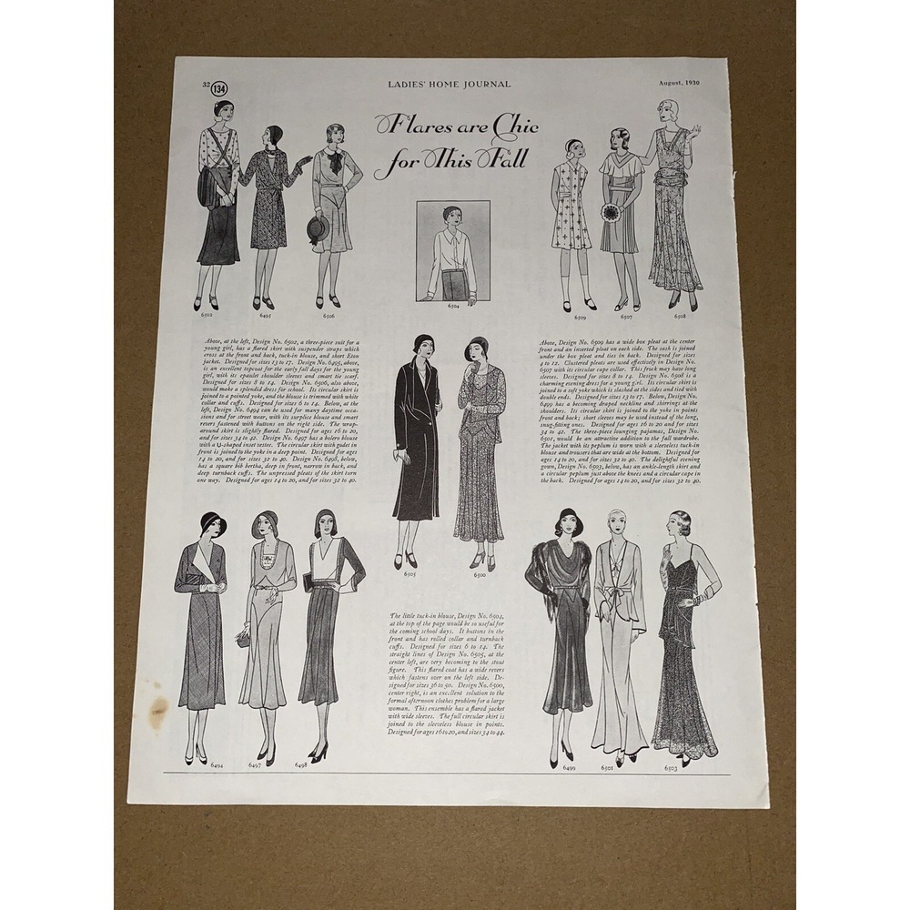 1930 Ladies Home Journal Fashion Illustration Art Deco Vintage Page - Picture 11 of 11